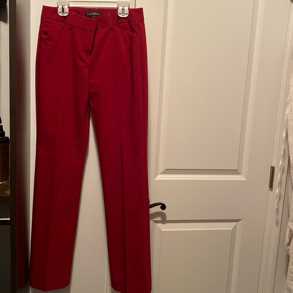 Express brand slacks. Editor style, red and color size 2.